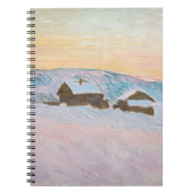 Caderno Espiral Claude Monet - Paisagem Noruega, Casas Azuis (Frente)