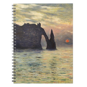 Caderno Espiral Cliff Etretat, Sunset de Claude Monet