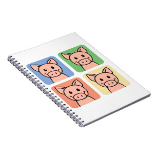 Caderno Espiral Clip de desenho animado porco rindo Piggie Porquin