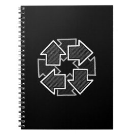 Caderno Espiral Clockwise Arrows Minimal Geometric Black Variant 2