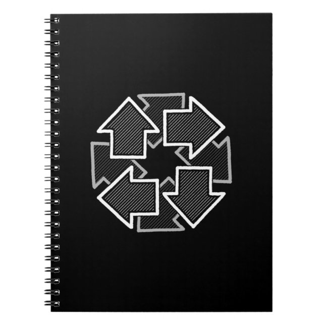 Caderno Espiral Clockwise Arrows Minimal Geometric Black Variant 2 (Frente)