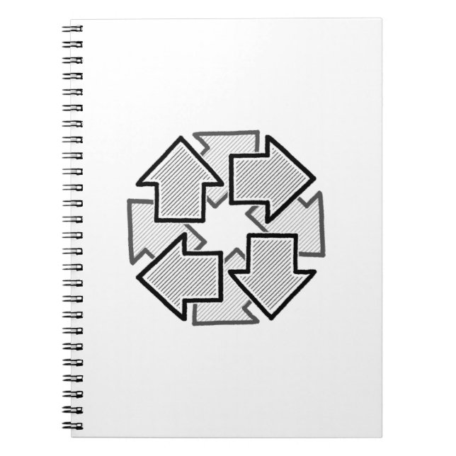 Caderno Espiral Clockwise Arrows Minimal Geometric White Variant 1 (Frente)