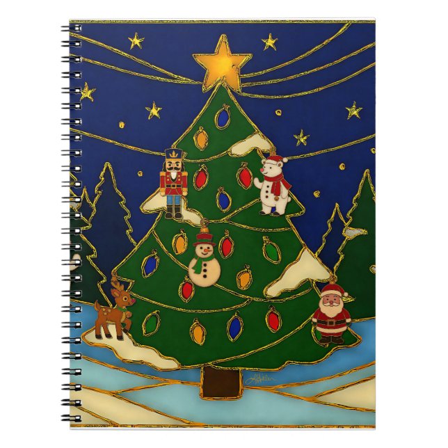 Caderno Espiral Cloisonne Art Whimsical Forest Classic Christmas  (Frente)