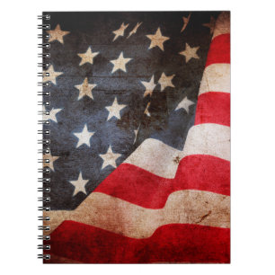 Caderno Espiral Closeup of grunge American flagamerica, americano,