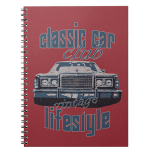 Caderno Espiral clube de carros clássicos presente para amante de