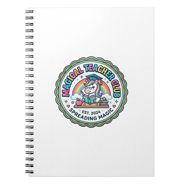 Caderno Espiral Clube de Professores Mágicos de Unicórnio Presente (Frente)
