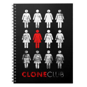Caderno Espiral Clube órfão do clone do preto   Leda