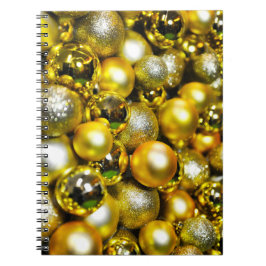 Caderno Espiral Cluster de Bola de Natal Amarelo e ouro