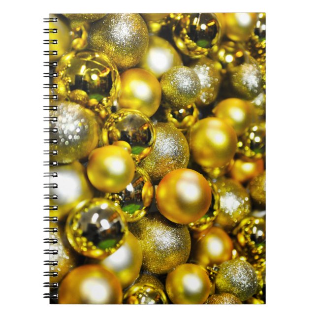 Caderno Espiral Cluster de Bola de Natal Amarelo e ouro (Frente)