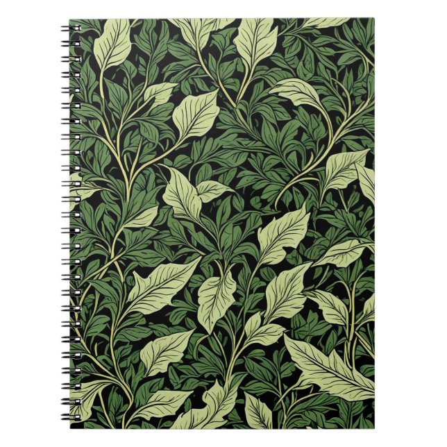 Caderno Espiral Cluster de Vinhas em Sombras de Verde (Frente)