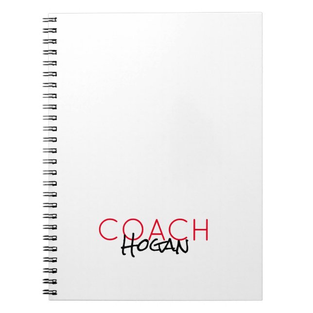 Caderno Espiral COACH NAME texto personalizado vermelho preto Spor (Frente)