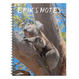 Caderno Espiral Coala Fofo Subindo numa Árvore, Personalizado