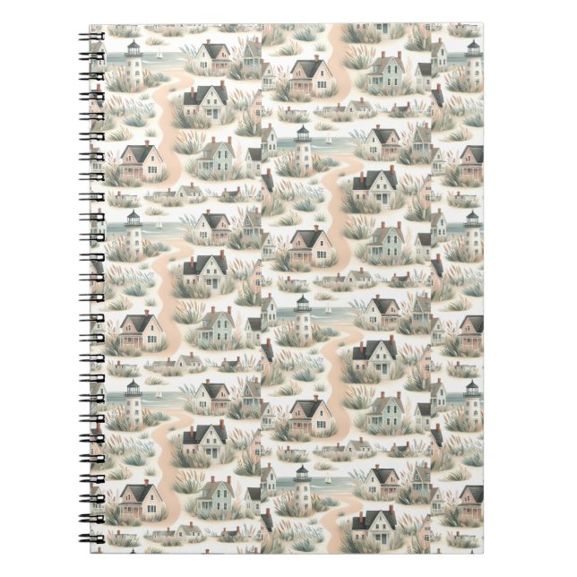 Caderno Espiral Coastal Cottage Lighthouse Pattern (Frente)