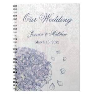 Caderno Espiral Cobalt blue hydrangea flower wedding planner