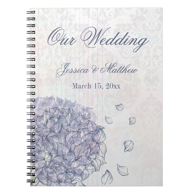 Caderno Espiral Cobalt blue hydrangea flower wedding planner (Frente)