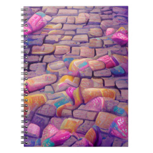 Caderno Espiral Cobblestones cores psicodélicas arte gráfica