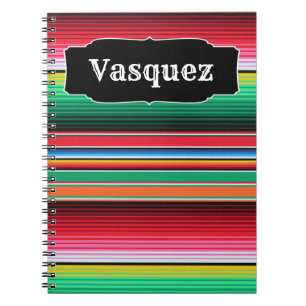 Caderno Espiral Cobertura mexicana de Serape do espanhol feito sob