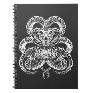 Caderno Espiral Cobra Art Déco Prata Grafismo de Linha Ornamenta