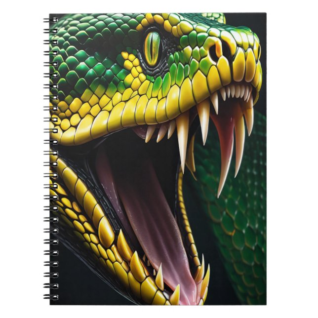 Caderno Espiral Cobra Cobra com escalas vibrantes verdes e amarela (Frente)