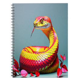 Caderno Espiral Cobra Cobra com escalas vibrantes vermelhas e amar