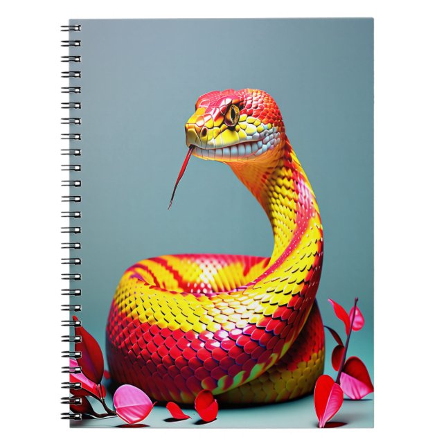 Caderno Espiral Cobra Cobra com escalas vibrantes vermelhas e amar (Frente)