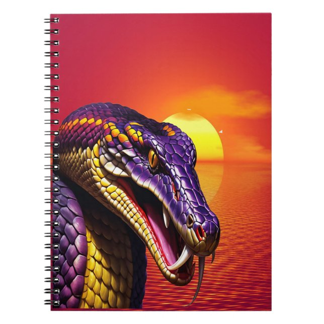 Caderno Espiral Cobra de Cobra com escalas violentas, púrpura e am (Frente)