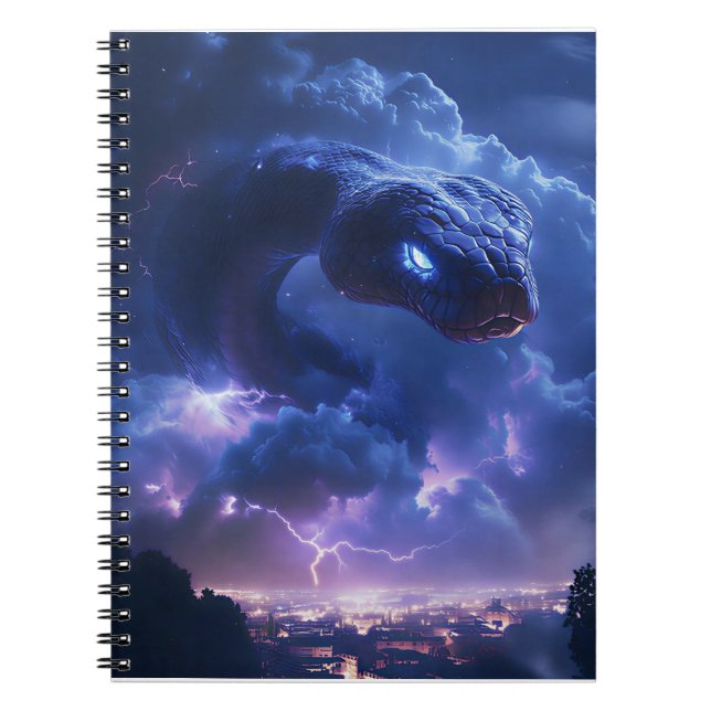Caderno Espiral Cobra Relâmpago Sobre a Cidade (Frente)
