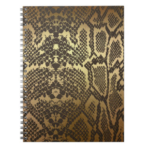 Caderno Espiral Cobra Skin Impressão Modern Glam Dourado