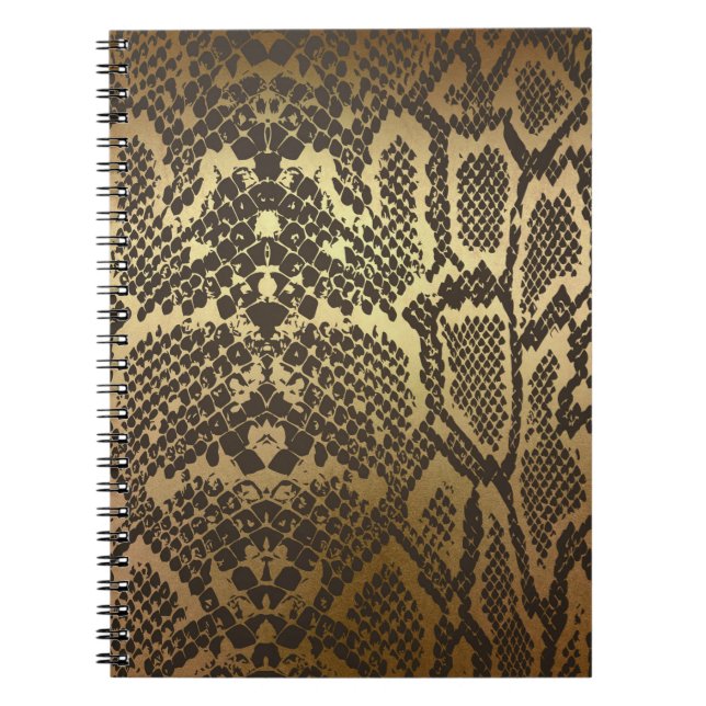 Caderno Espiral Cobra Skin Impressão Modern Glam Dourado (Frente)