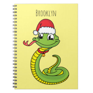Caderno Espiral Cobra verde-giro com desenho animado de chapéu de