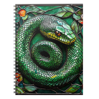 Caderno Espiral Cobra Verde Minimal Desenho Natureza