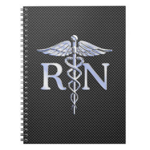 Caderno Espiral Cobras de prata do Caduceus do RN da enfermeira