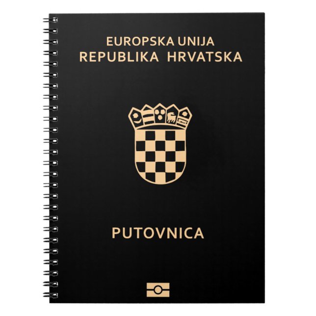 Caderno Espiral Cobrir de passaporte da Croácia (Frente)