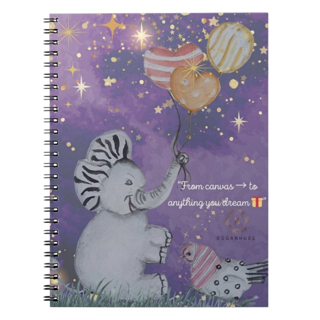 Caderno Espiral cobrir "Elephant & Polka Hen" Boganhues (Frente)