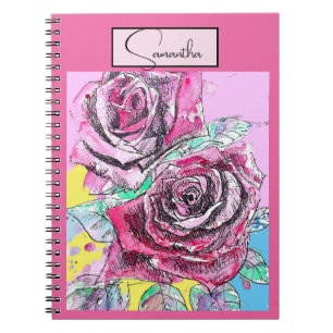 Caderno Espiral Cobrir inteligente iPad de Rosas d'água cor-de-ros