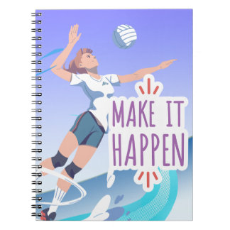 Caderno Espiral Cobrir para notebook de voleibol motivacional