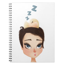 Caderno Espiral Cochilando Birdie em uma Pixie