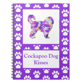 Caderno Espiral Cockapoo Beija Cachorro Gato Silhueta RoxoPY&B