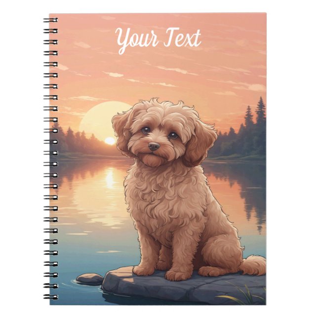 Caderno Espiral Cockapoo junto ao lago (Frente)