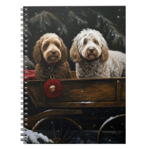 Caderno Espiral Cockapoo Trenó Nevado Decoração de Natal