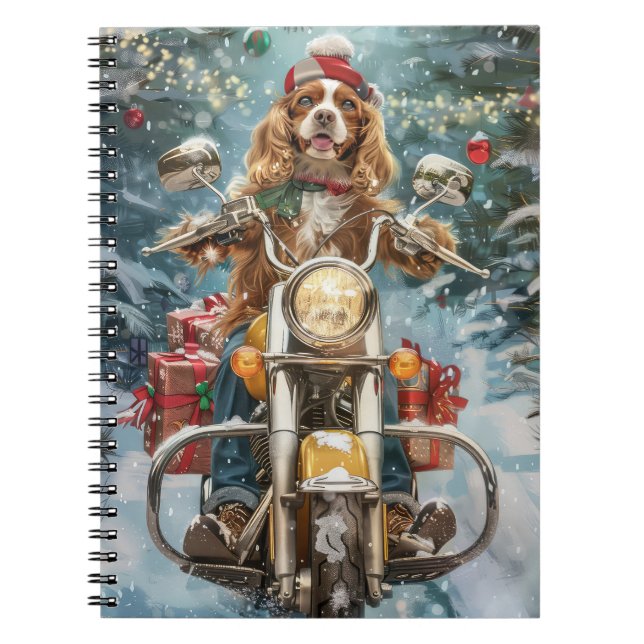 Caderno Espiral Cocker Spaniel Dog Andando na Motocicleta (Frente)