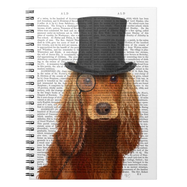 Caderno Espiral Cocker Spaniel, Formal Hound e Chapéu (Frente)
