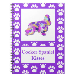 Caderno Espiral Cocker Spaniel Kisses Cachorro Silhouette PurplePY