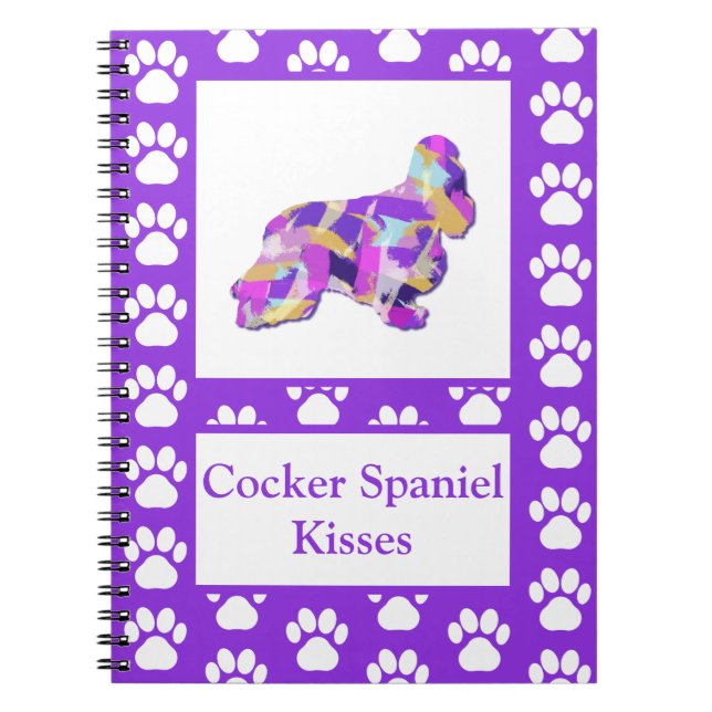 Caderno Espiral Cocker Spaniel Kisses Cachorro Silhouette PurplePY (Frente)