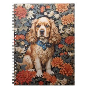 Caderno Espiral Cocker Spaniel William Morris Inspirou Floral