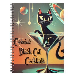 Caderno Espiral Cocktails de Gato Negro Cósmico e Futuro Atômico