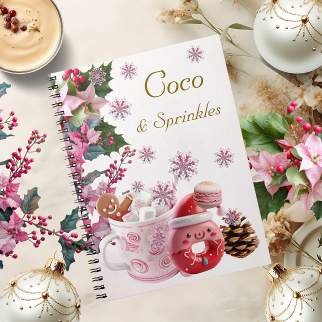 Caderno Espiral Coco de Natal Rosa e Pastel (Criador carregado)