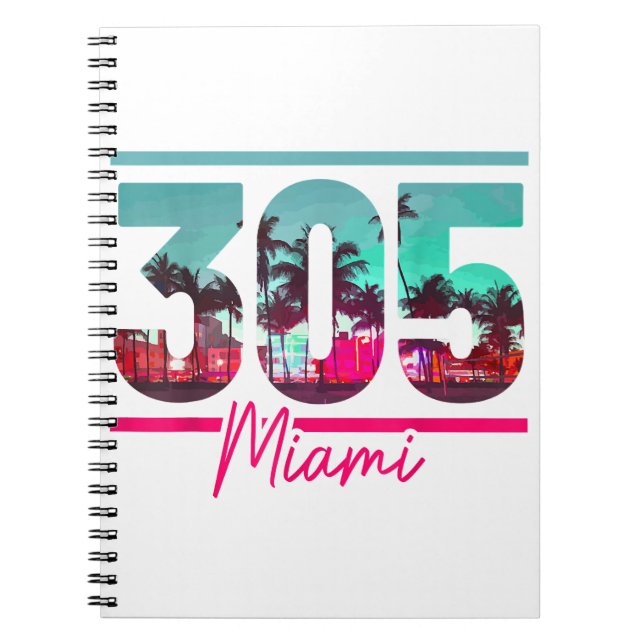 Caderno Espiral Código de Área de Miami 305 - Prítico de Palmeiras (Frente)