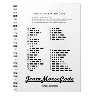 Caderno Espiral Código Morse da equipe (pontos & traços de uma