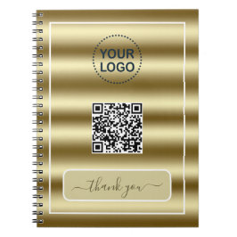 Caderno Espiral Código QR de Ondas de Ouro na Moda Sua Logotipo Aq